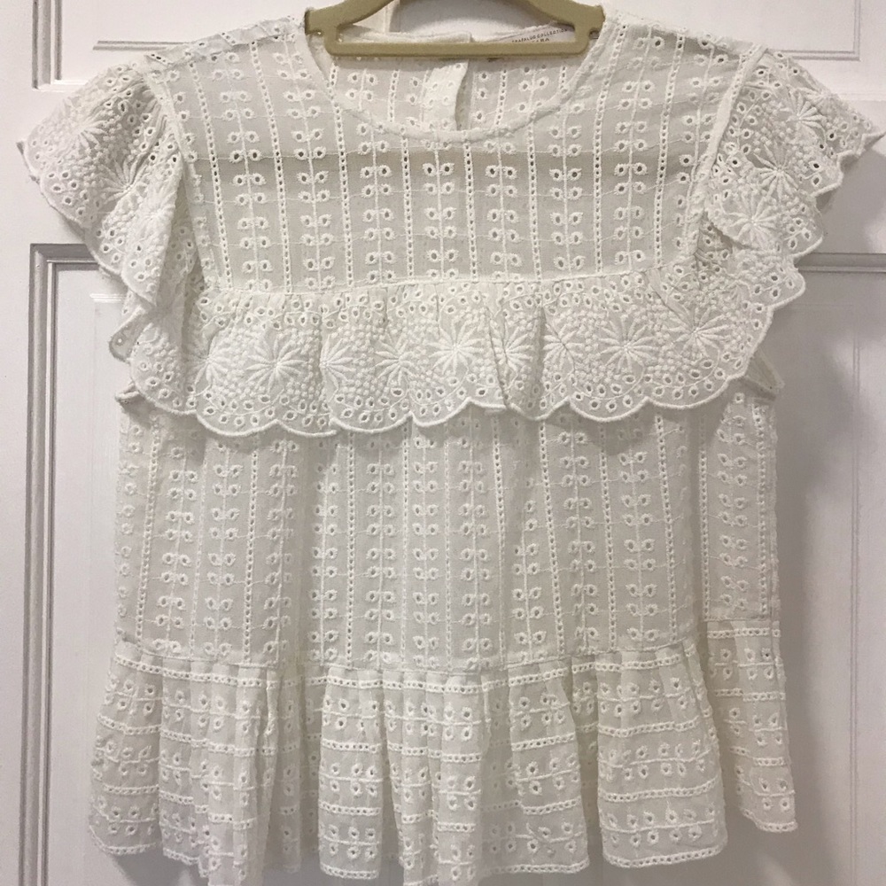 ZARA Eyelet Embroildered Blouse